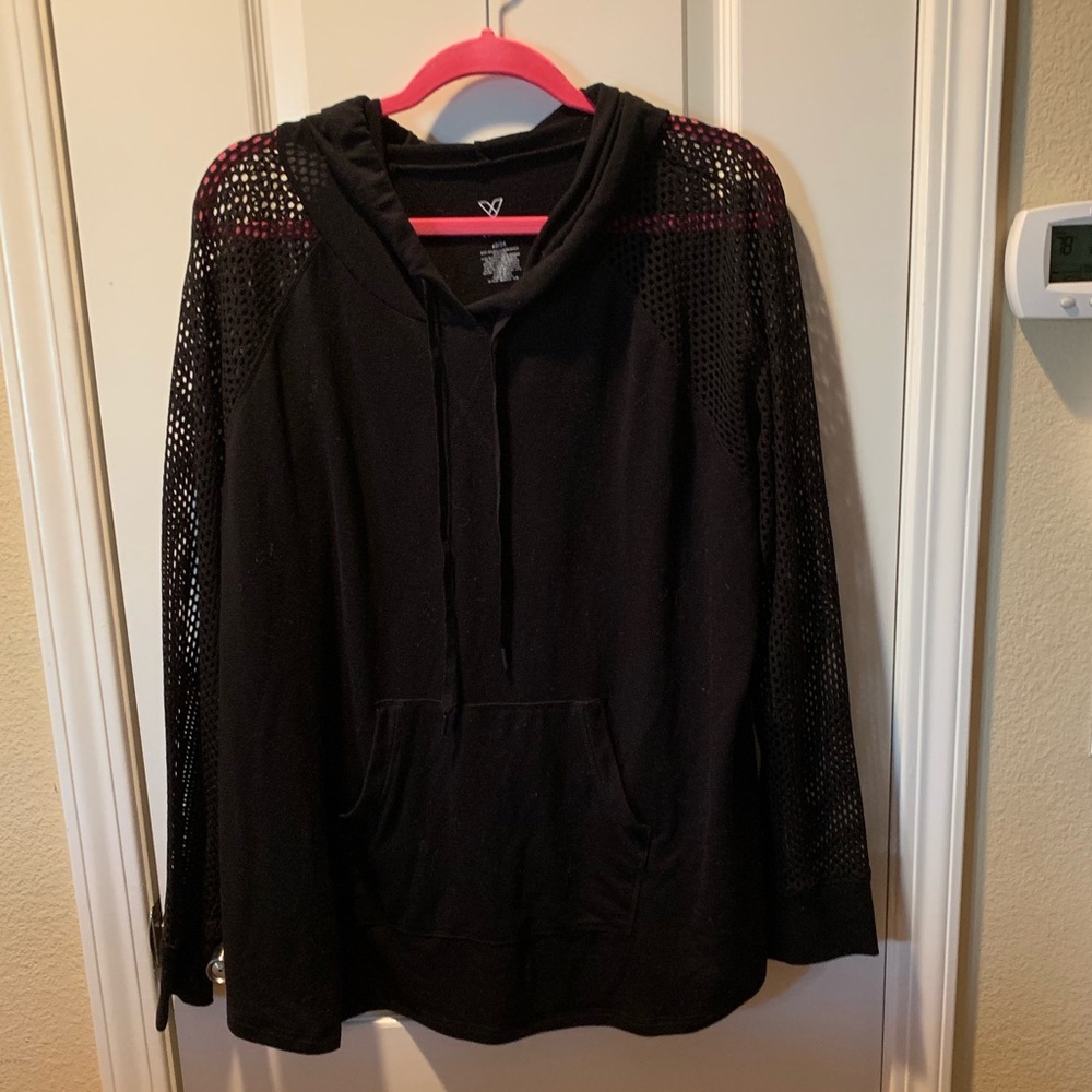 Lane Bryant Hooded Sweatshirt with Mesh Sleeves